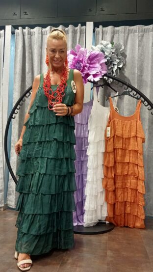 VESTIDO SEDA VOLANTES