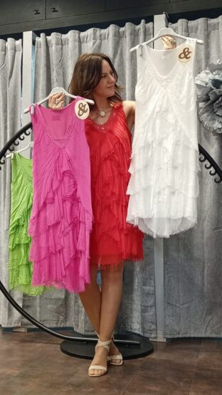 VESTIDO SEDA CORTO VOLANTES - Imagen 5