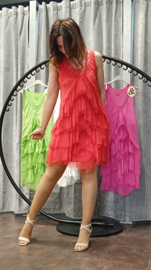 VESTIDO SEDA CORTO VOLANTES