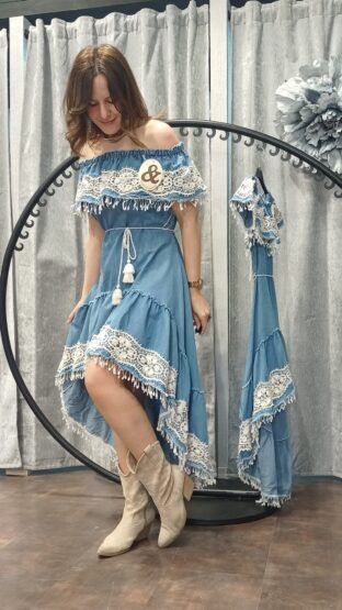 VESTIDO DENIM ENCAJES - Imagen 3