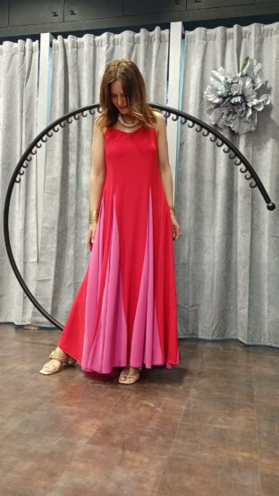 VESTIDO LARGO BICOLOR