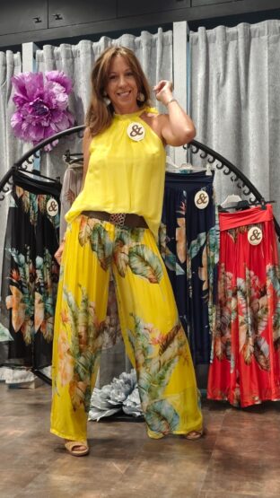 PANTALÓN SEDA HOJAS