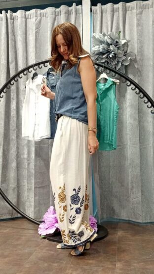 PANTALÓN LINO BORDADO - Imagen 2