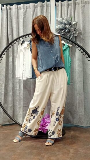 PANTALÓN LINO BORDADO