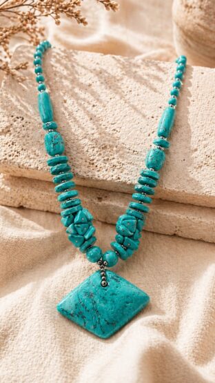COLLAR TURQUESA CUADRADA